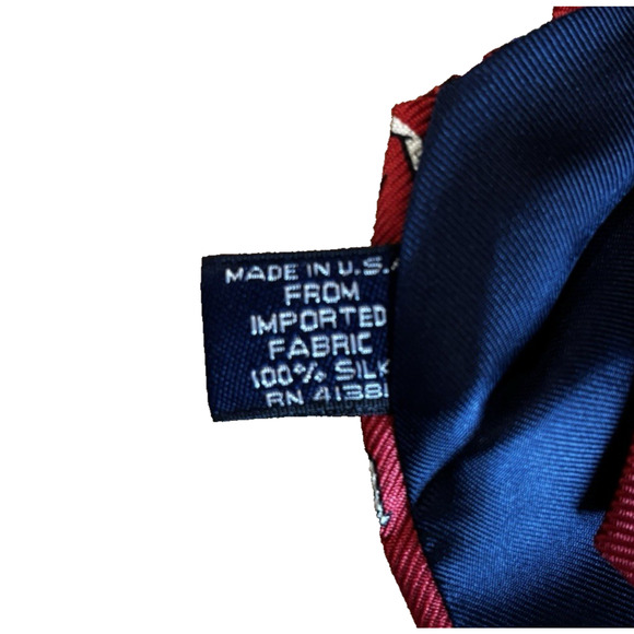 Polo Ralph Lauren Men’s Tie Vintage Red Silk Tennis Player Novelty Handmade USA - Picture 9 of 11